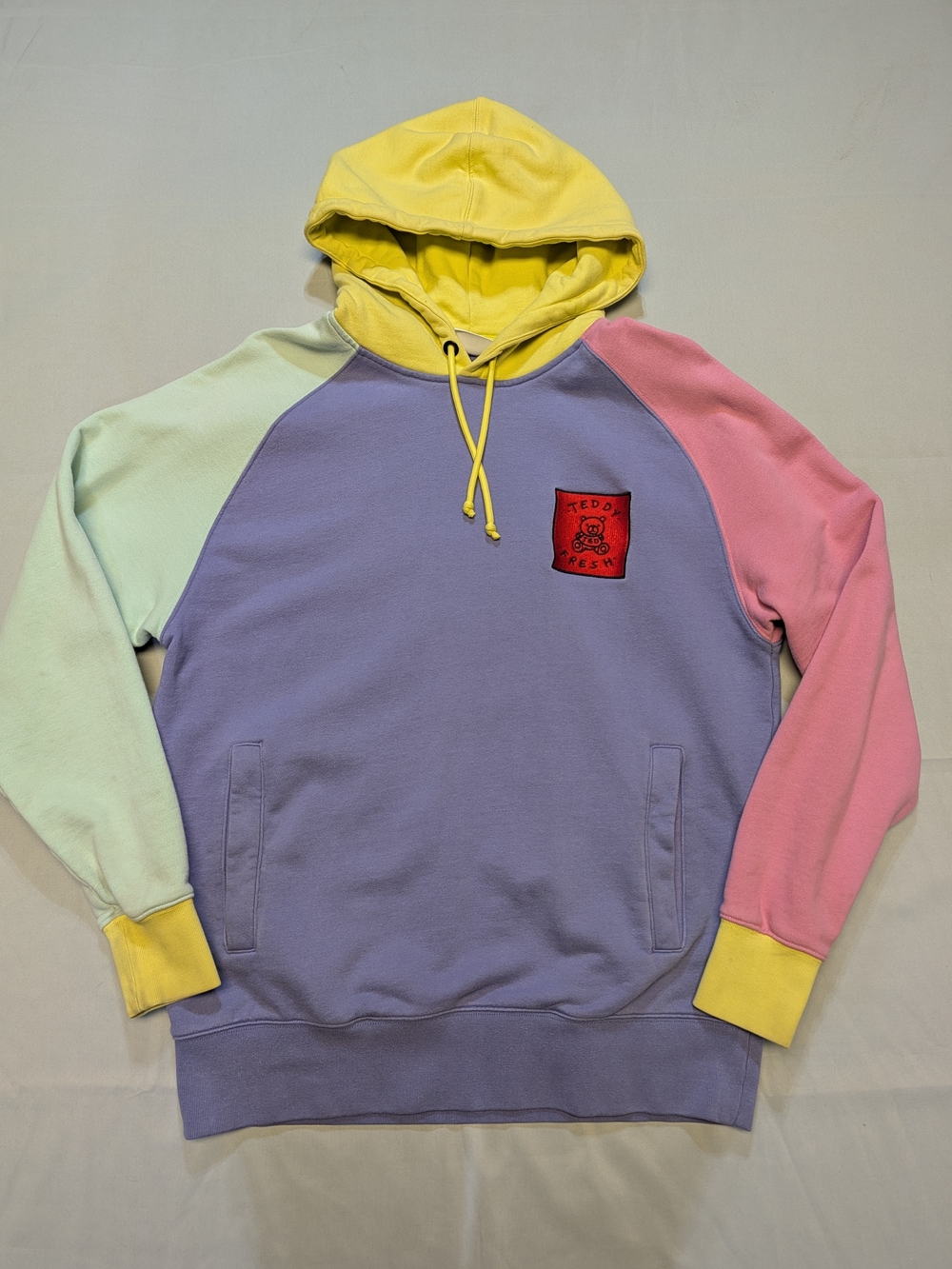 Teddy Fresh Pastel Colorblock Hoodie Men's Size Medium 100% Cotton